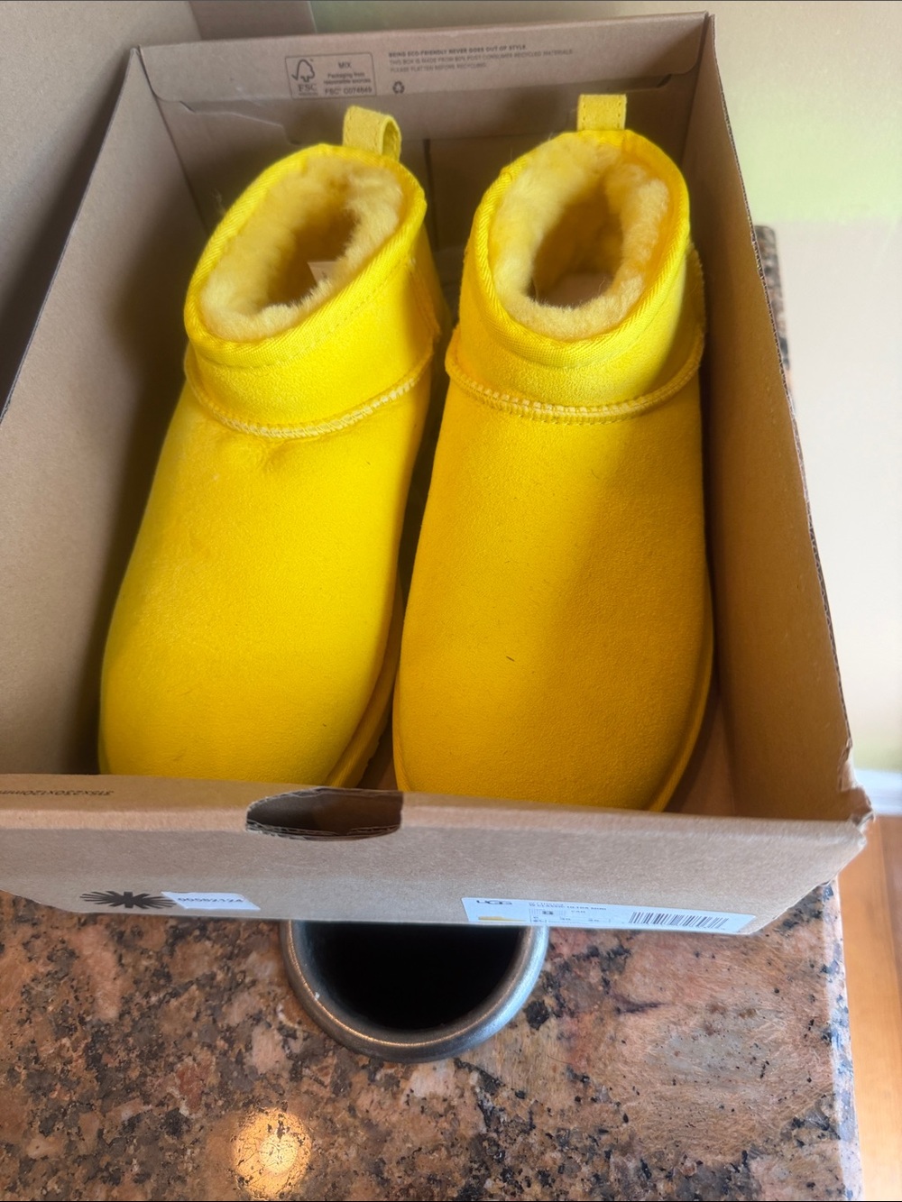 UGG Yellow Short Shearling Ankle Boots